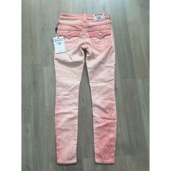 NWT True Religion Swarovski Crystals Leggings Pink Skinny Jeans Misses Size 25 - Picture 12 of 15
